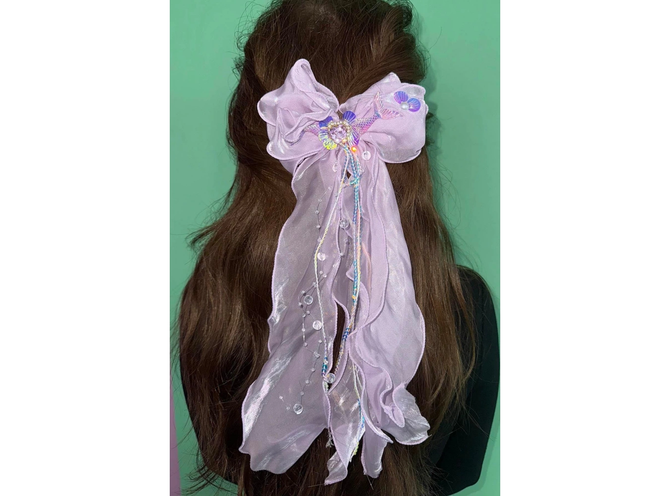 Mor Renk Kurdele Figürlü Kuyruk Detaylı Pens Toka