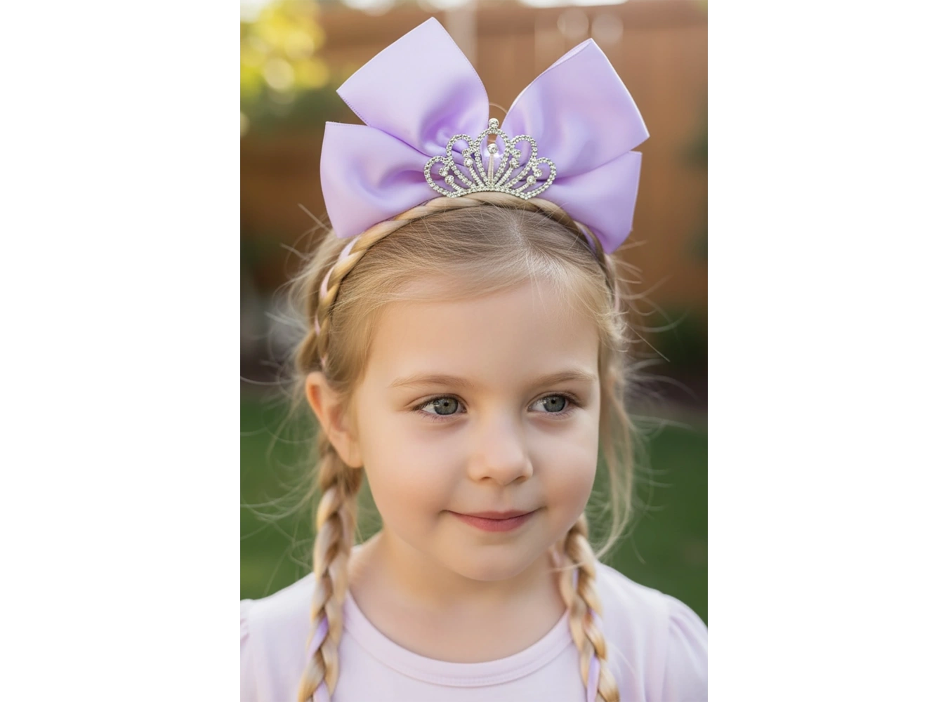 Mor Renk Kurdele Figürlü Örgü Detaylı Çocuk Taç