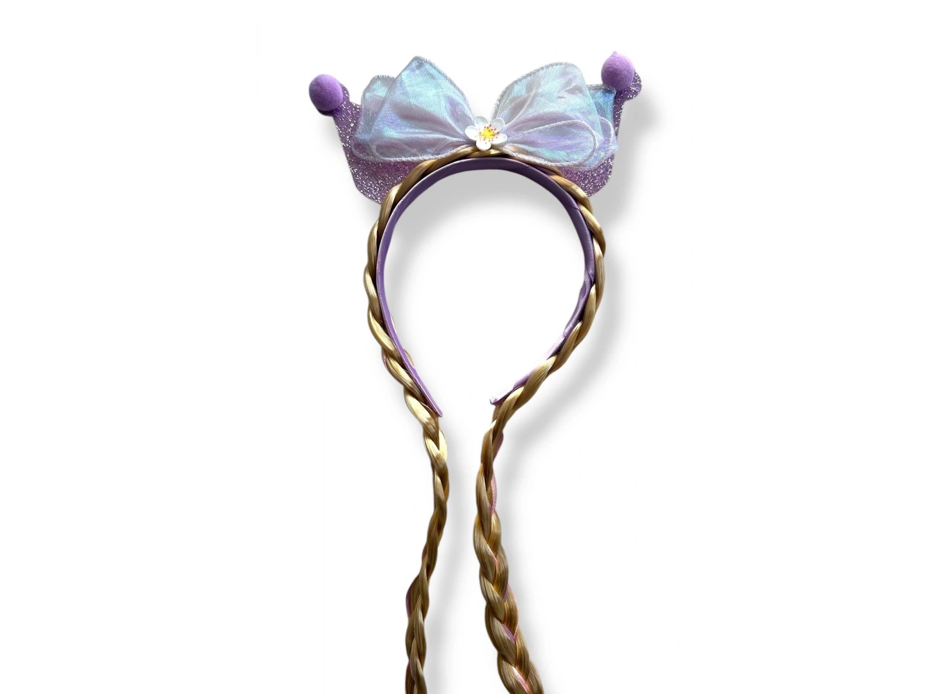 Mor Renk Kurdele Figürlü Örgü Detaylı Çocuk Taç