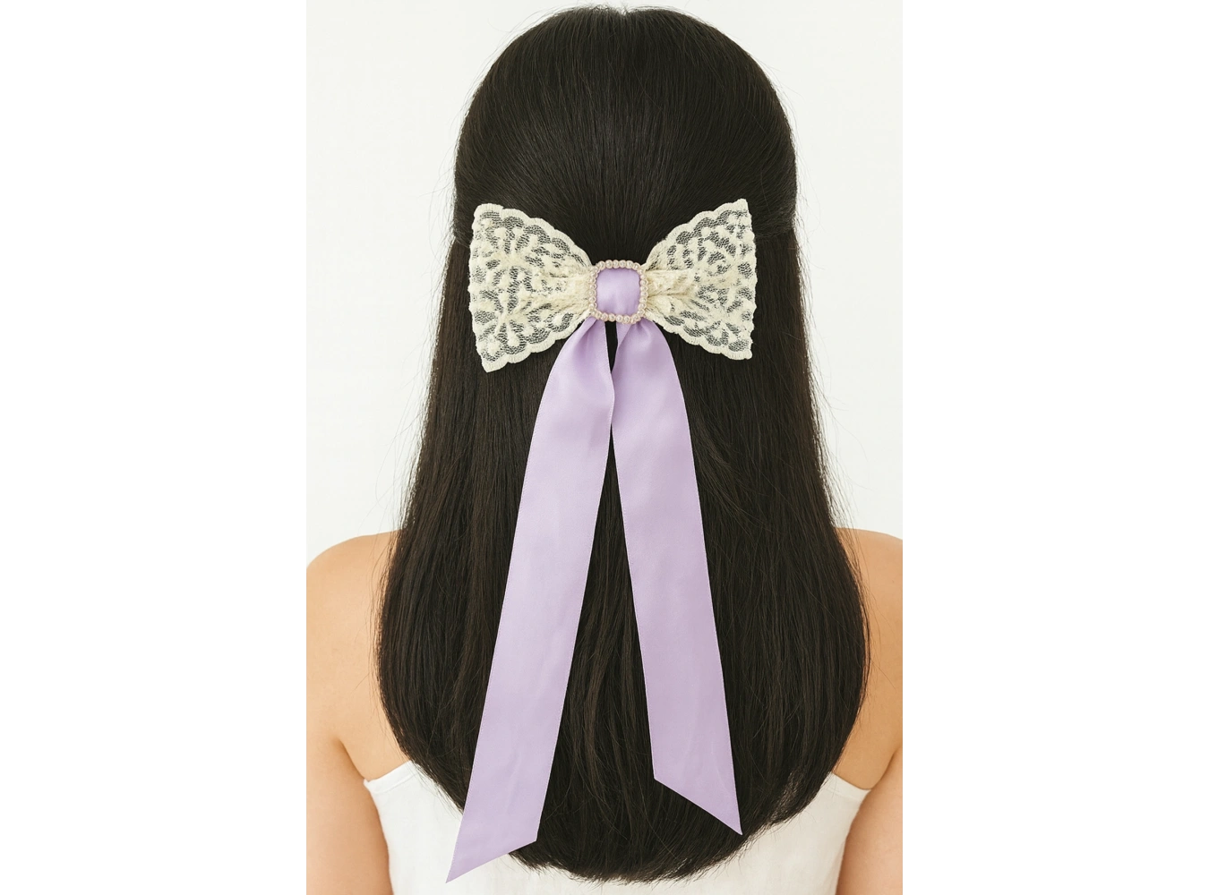 Mor Renk Kurdele Figürlü Taş Detaylı Otomat Toka