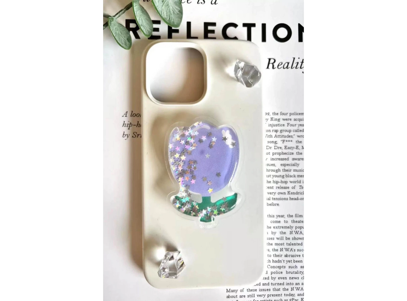 Mor Renk Lale Figürlü 3D Telefon Tutacağı