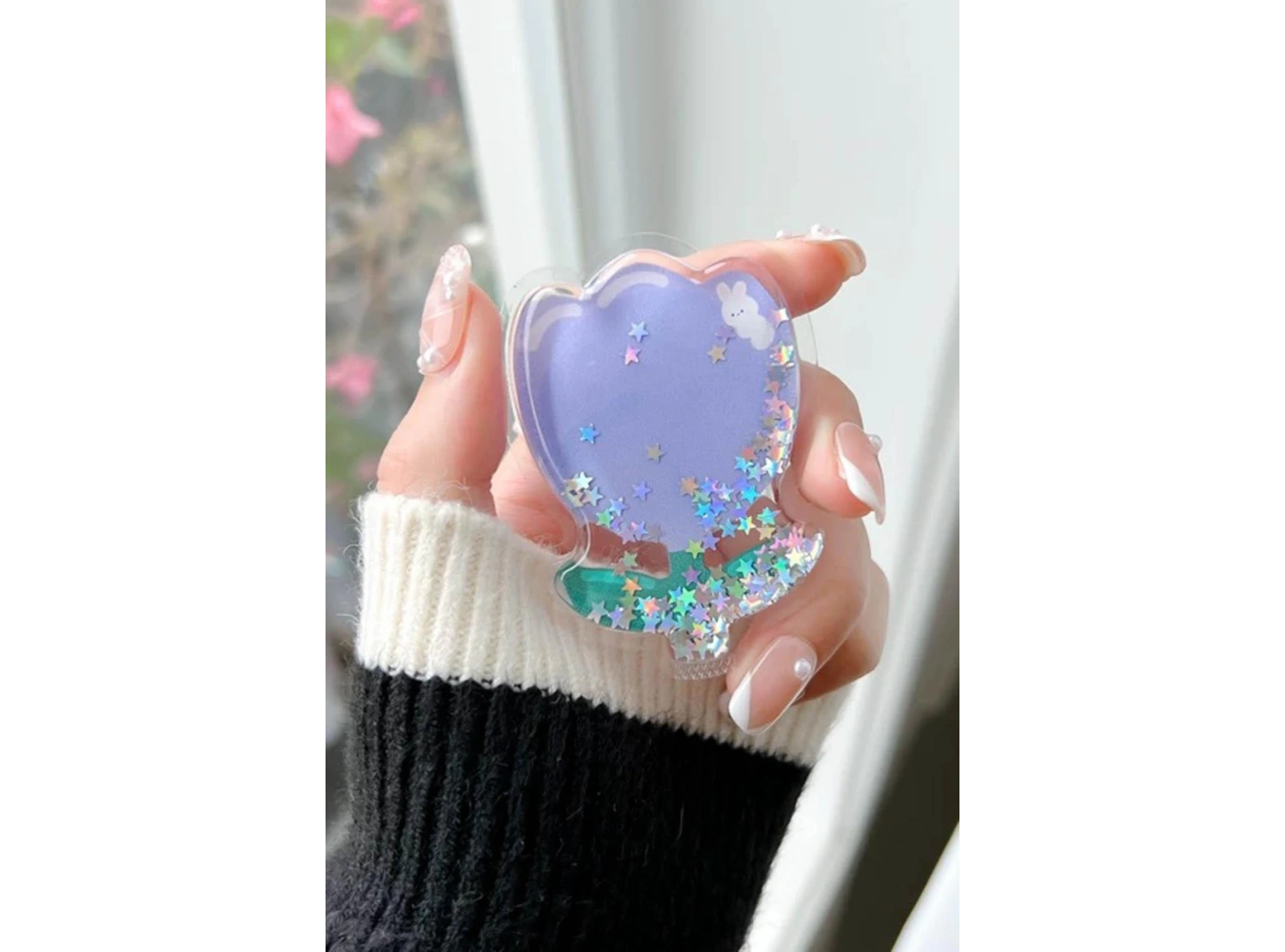 Mor Renk Lale Figürlü 3D Telefon Tutacağı