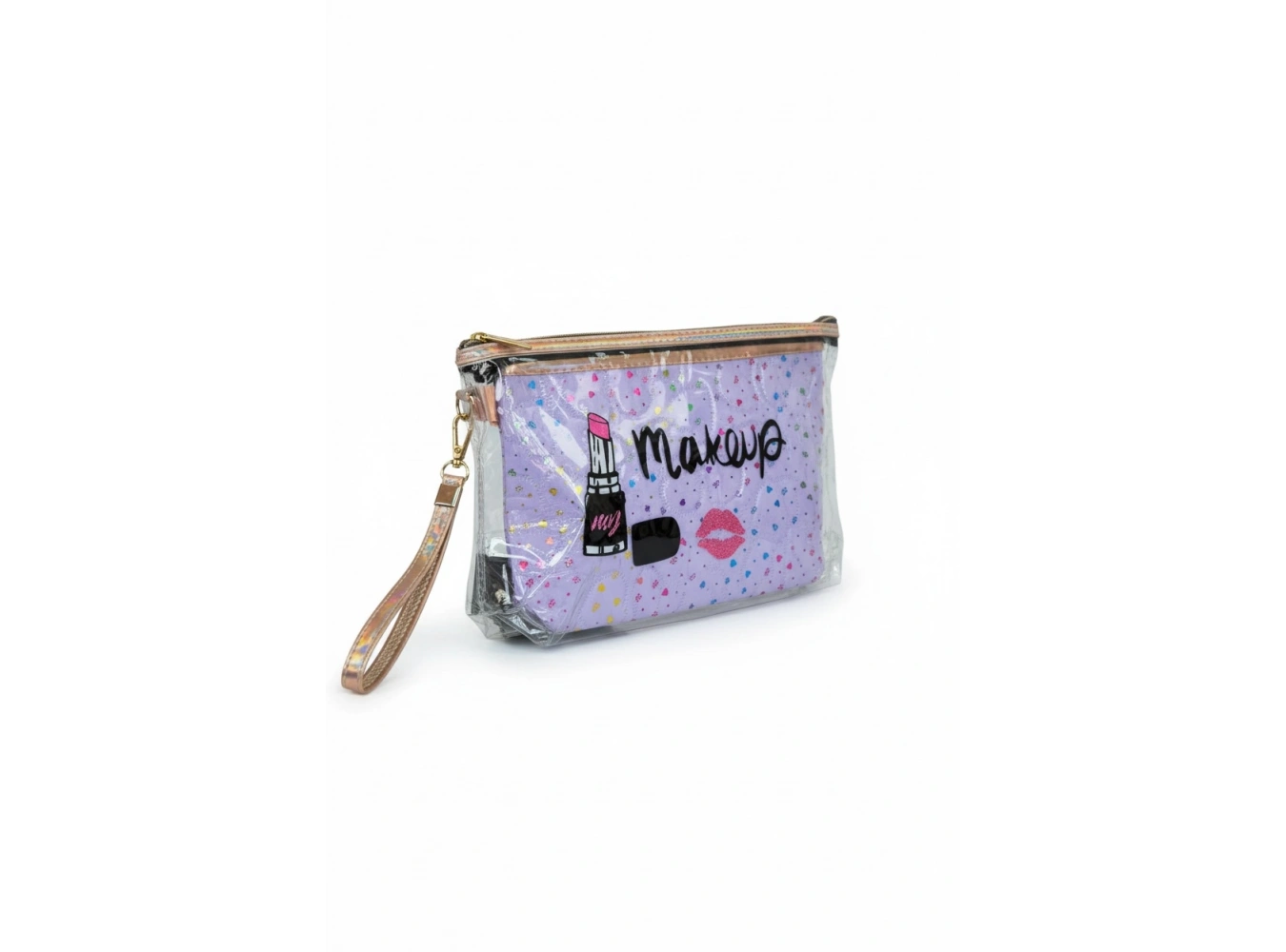 Mor Renk Makeup Yazılı Makyaj Çantası