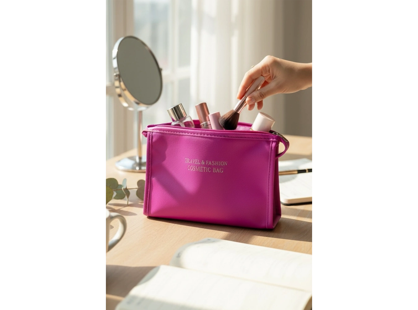 Mor Renk Makyaj Çantası