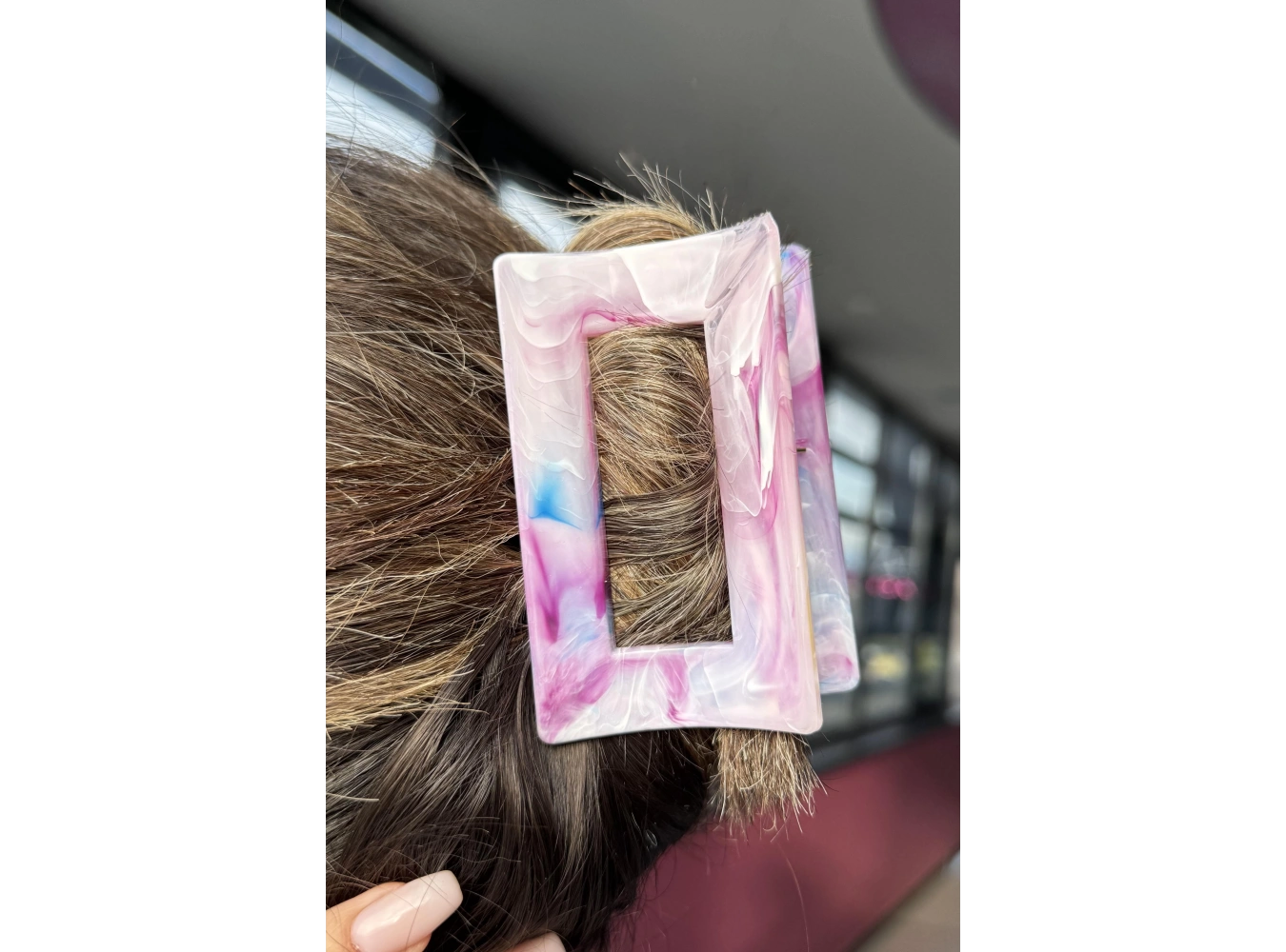 Mor Renk Mermer Desenli Kemik Mandal Toka