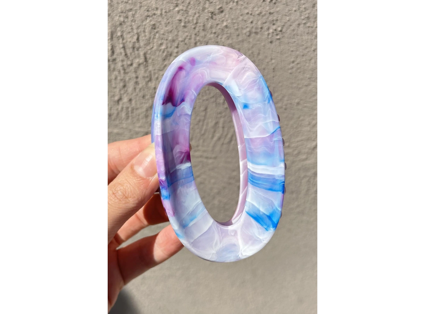 Mor Renk Mermer Desenli Kemik Mandal Toka