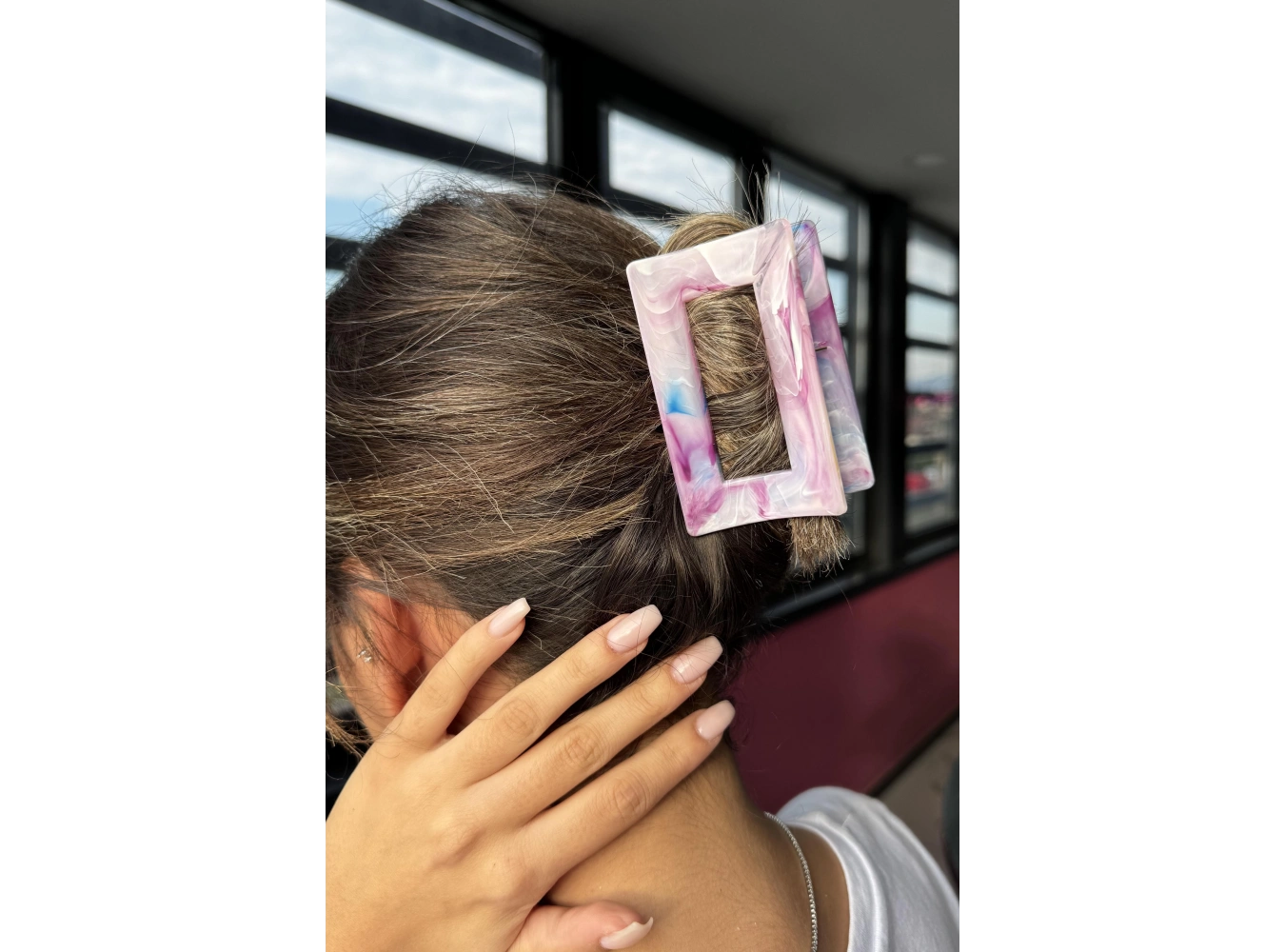 Mor Renk Mermer Desenli Kemik Mandal Toka