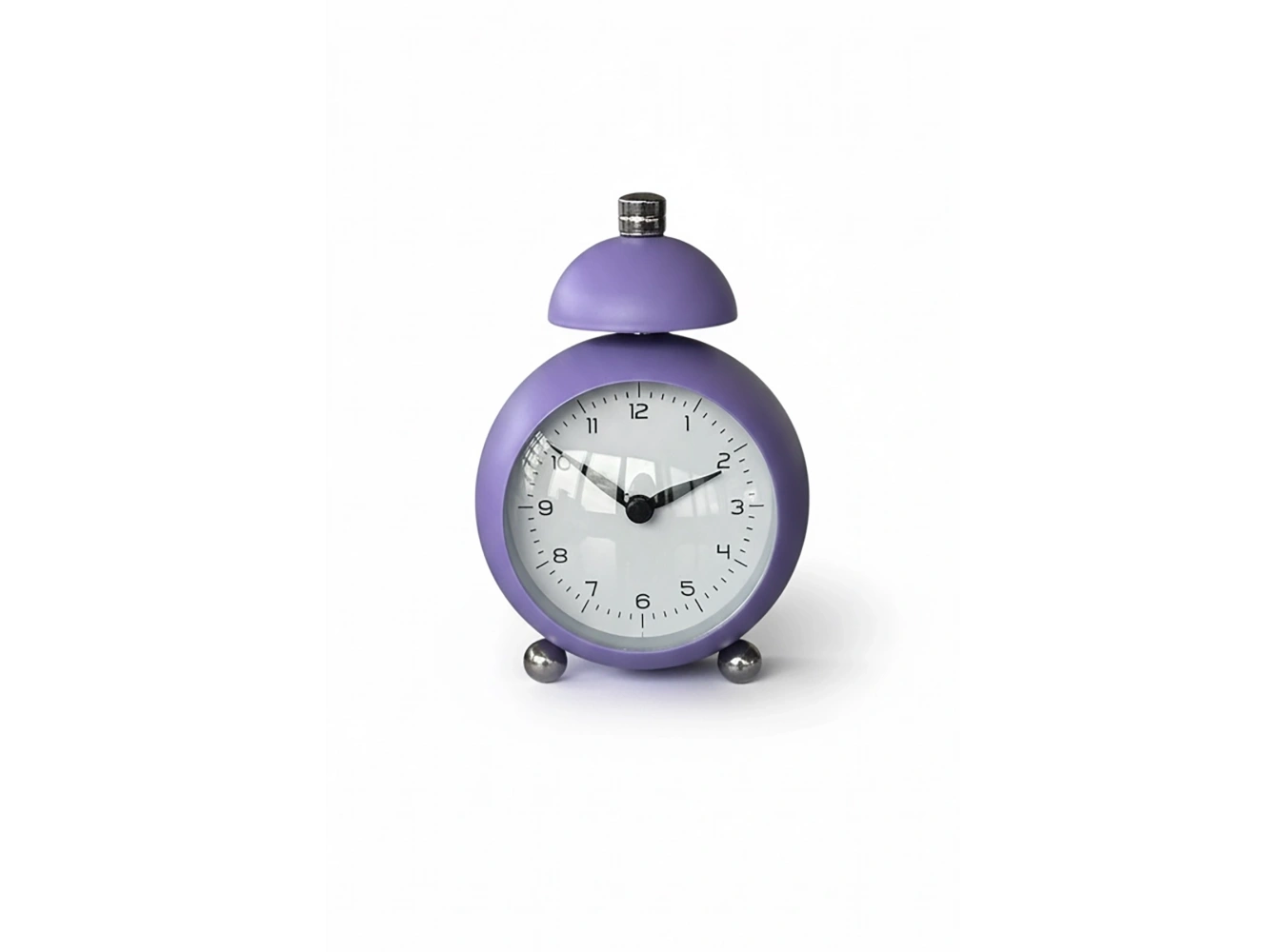 Mor Renk Mini Dekoratif Alarmlı Yuvarlak Masa Saati