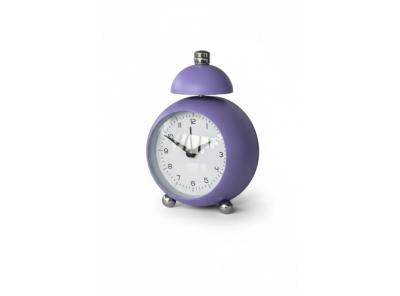 Mor Renk Mini Dekoratif Alarmlı Yuvarlak Masa Saati