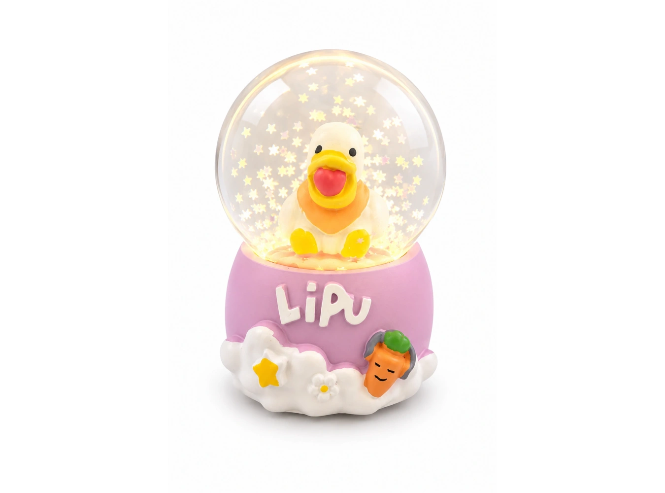 Mor Renk Ördek Figürlü Işıklı Mini Küre