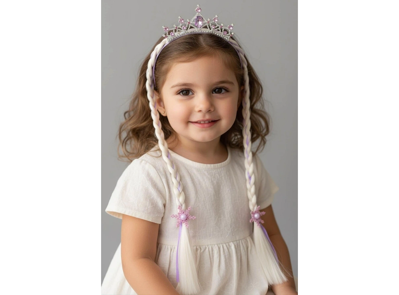 Mor Renk Örgü Saç Detaylı Taç