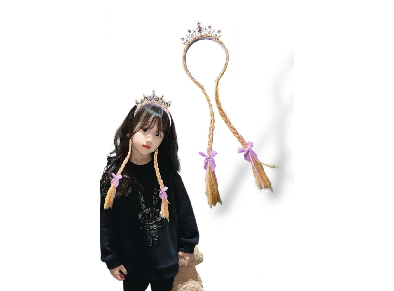 Mor Renk Örgü Saç Detaylı Taç