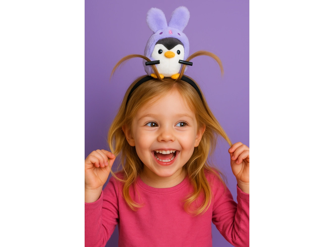 Mor Renk Penguen Figürlü Perçem Tokası Detaylı Taç