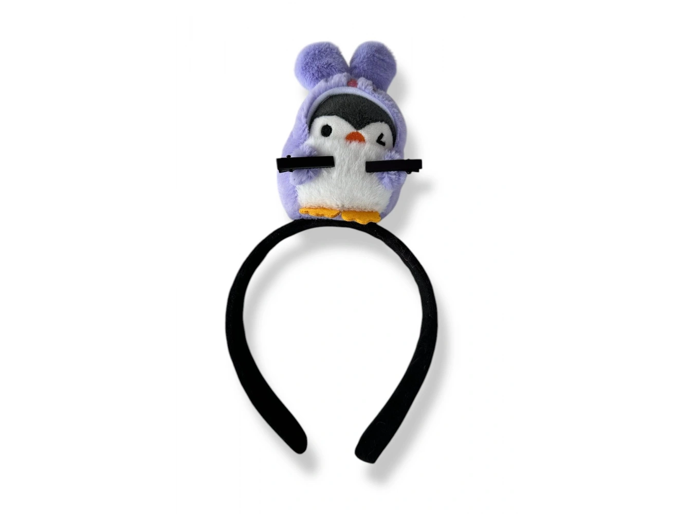 Mor Renk Penguen Figürlü Perçem Tokası Detaylı Taç