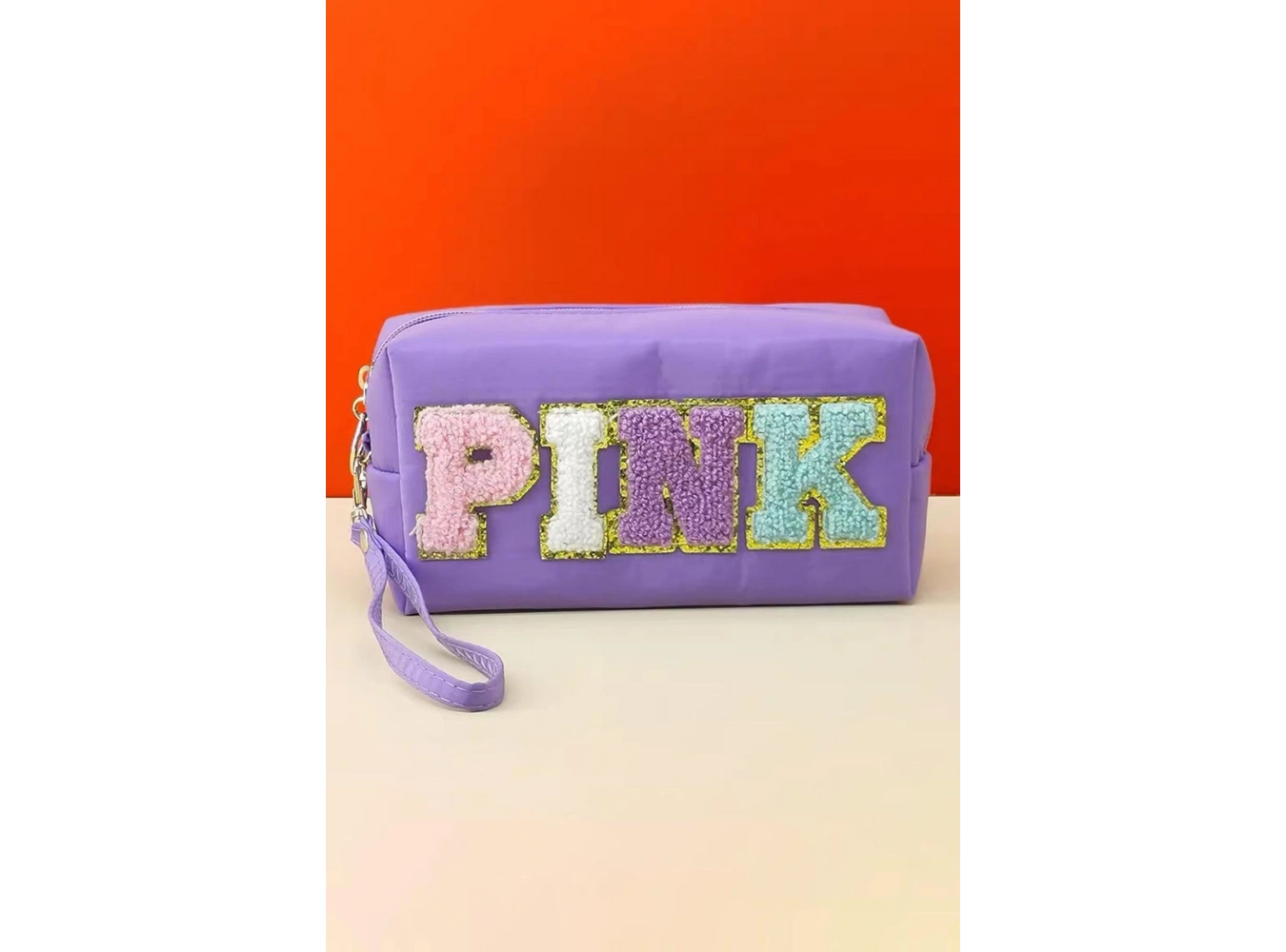 Mor Renk Pink Yazılı Makyaj Çantası