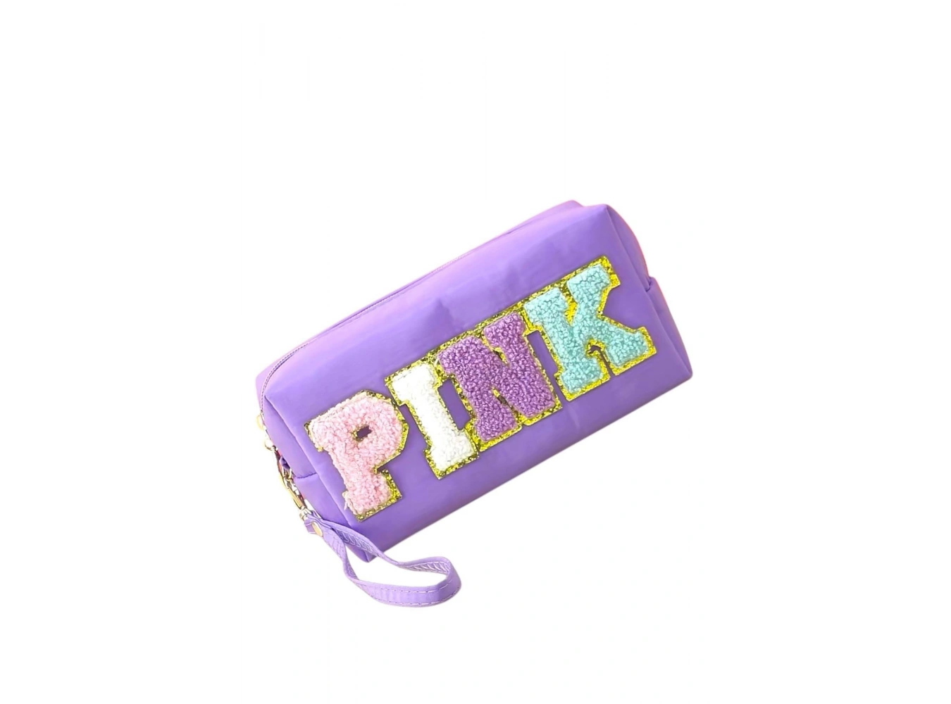 Mor Renk Pink Yazılı Makyaj Çantası