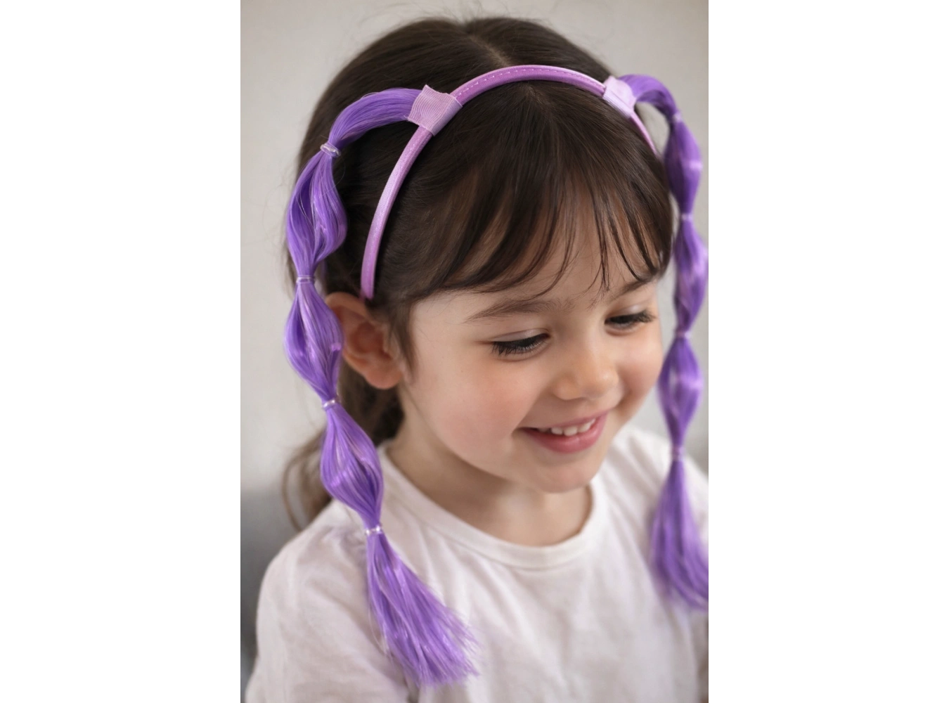 Mor Renk Saç Detaylı Çocuk Taç