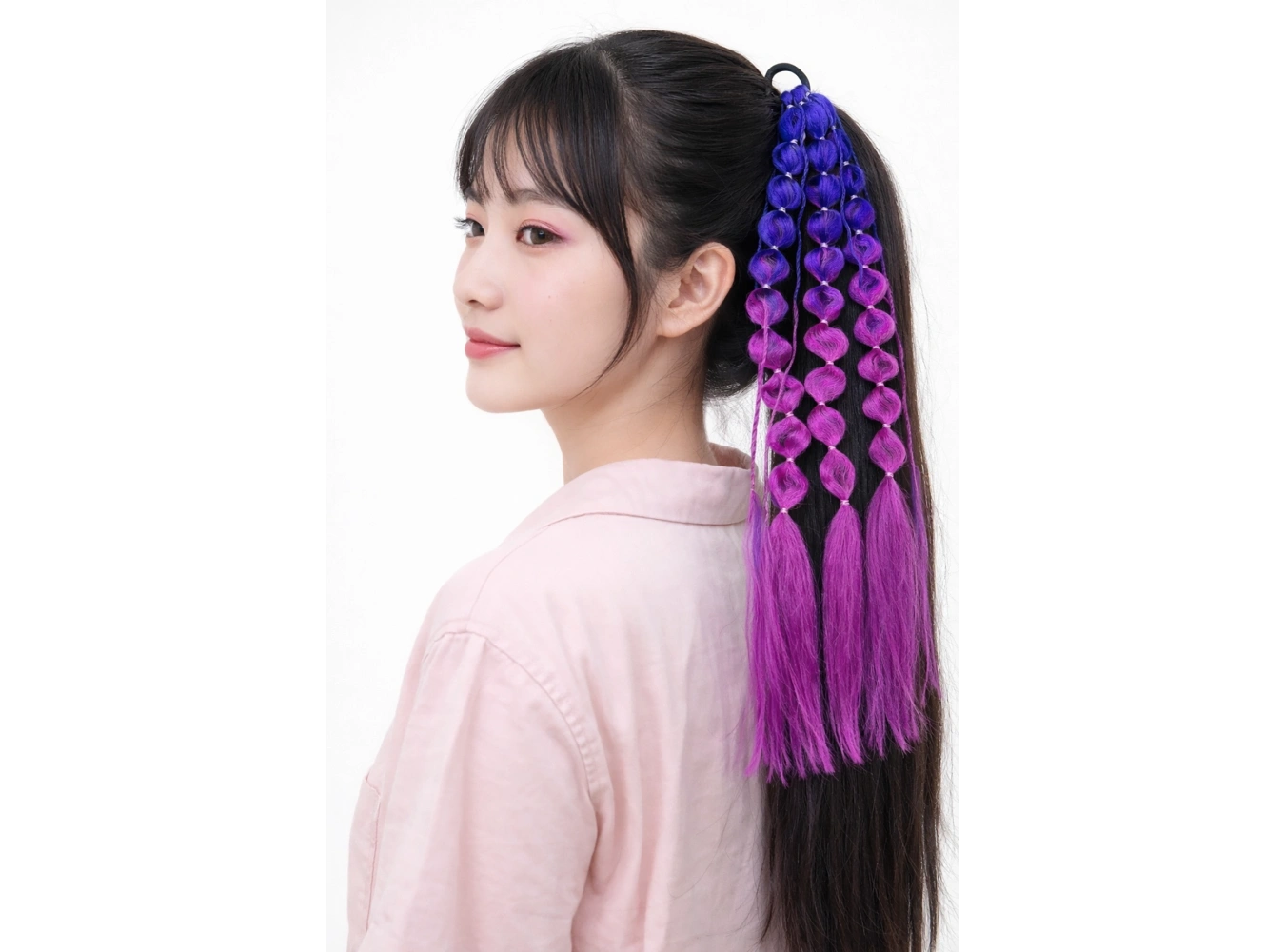 Mor Renk Saç Detaylı Lastik Toka