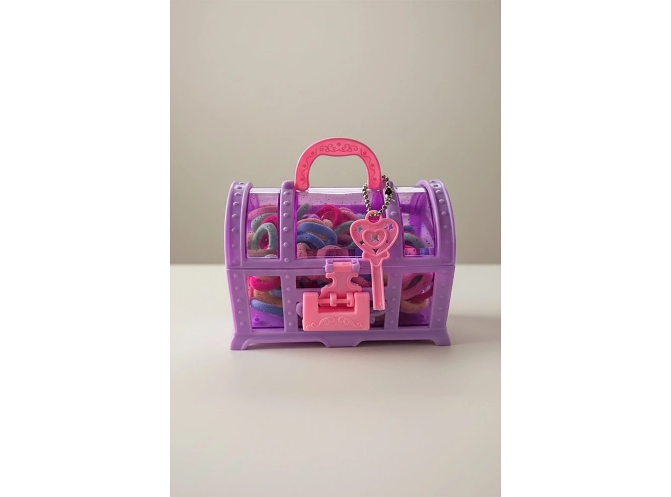 Mor Renk Sandıklı Lastik Toka Set