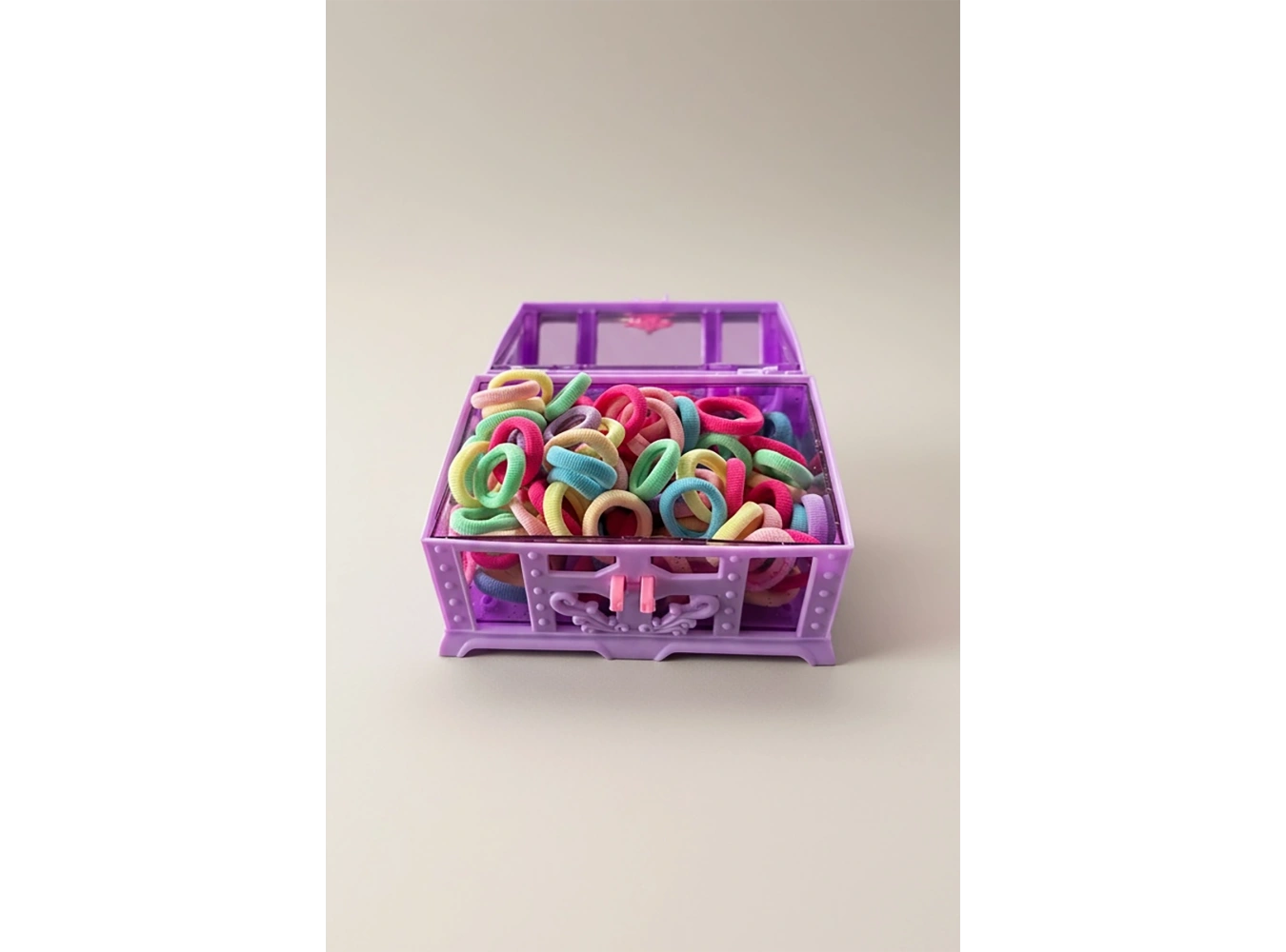 Mor Renk Sandıklı Lastik Toka Set