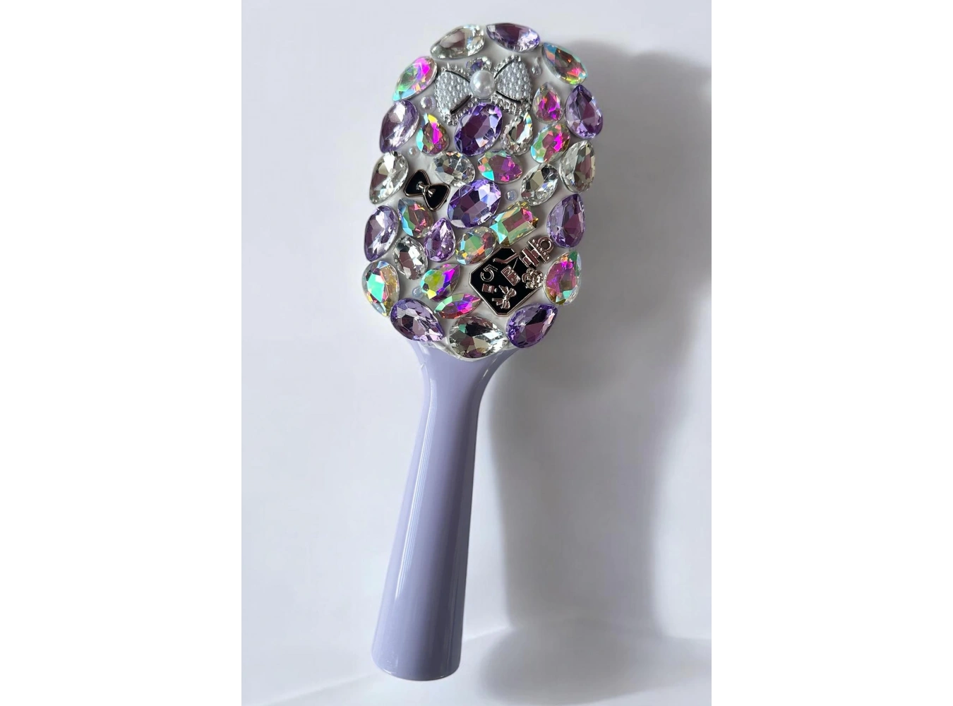 Mor Renk Taş Ve İnci Detaylı Saç Tarama Fırçası/ Tarak
