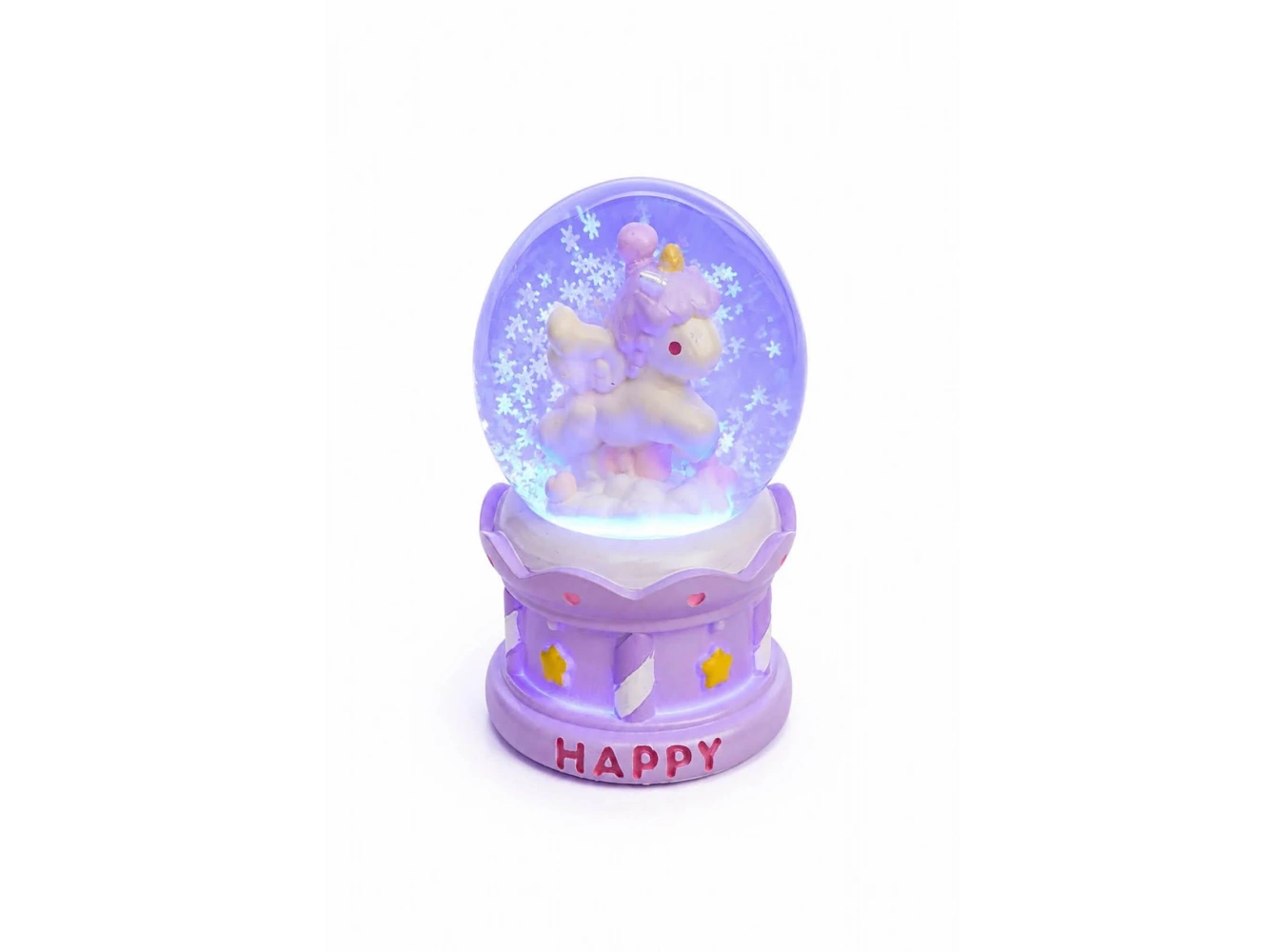 Mor Renk Unicorn Işıklı Küçük Kar Küresi