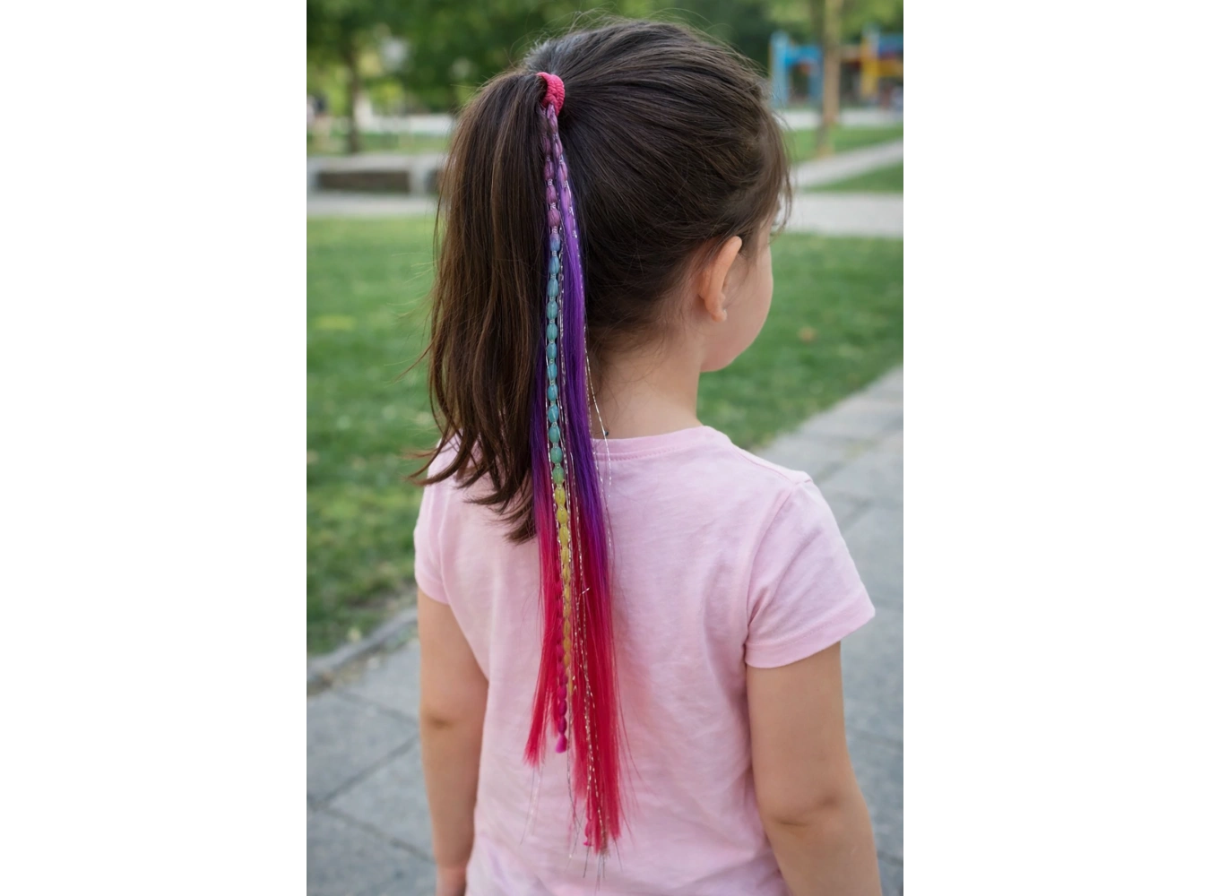 Mor Ve Fuşya Renk Saç Detaylı Lastik Toka