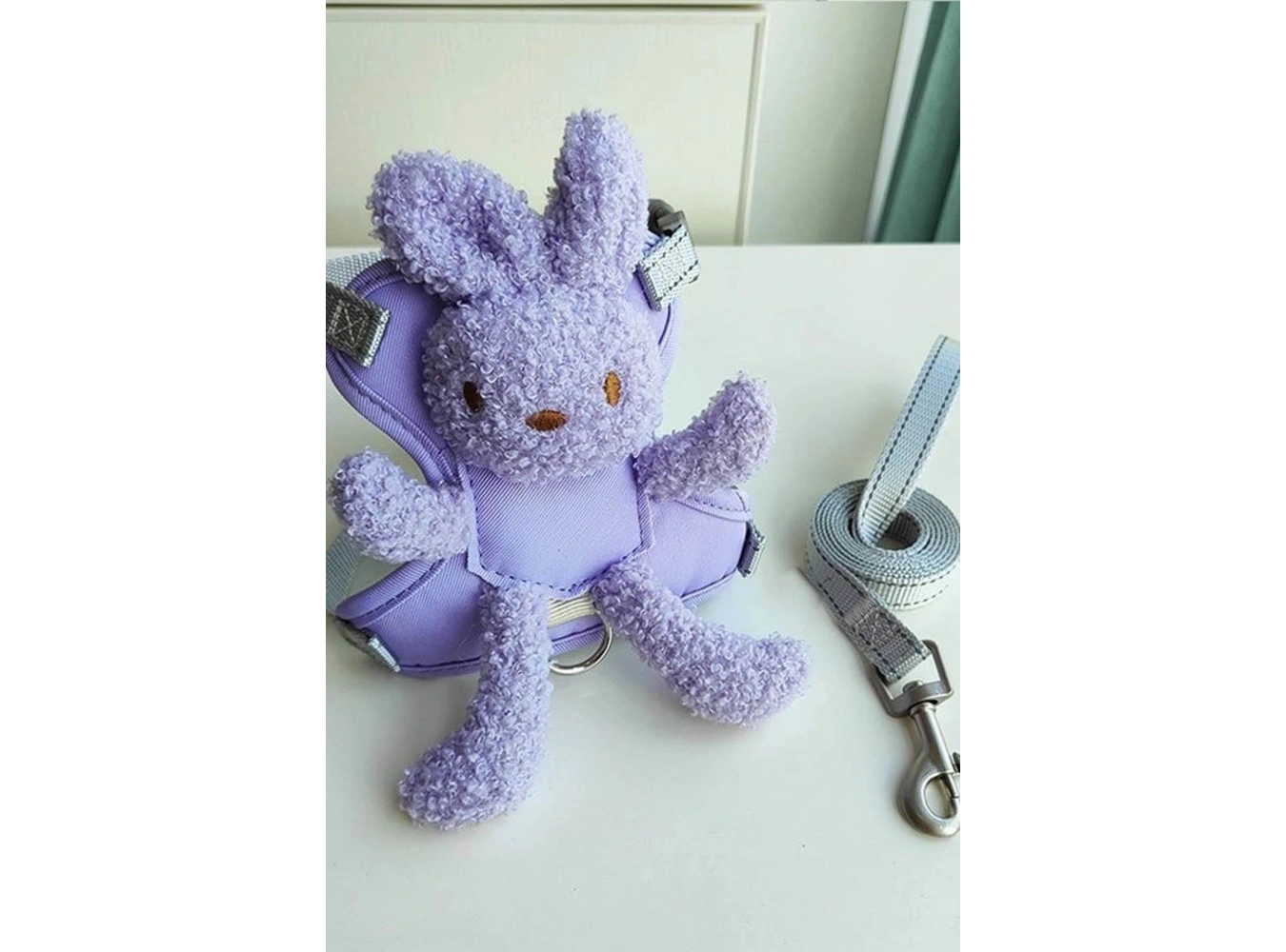 Mor Ve Gri Renk Ayıcık Figürlü Bel Göğüs Ayarlanabilir Kedi/Köpek Tasma