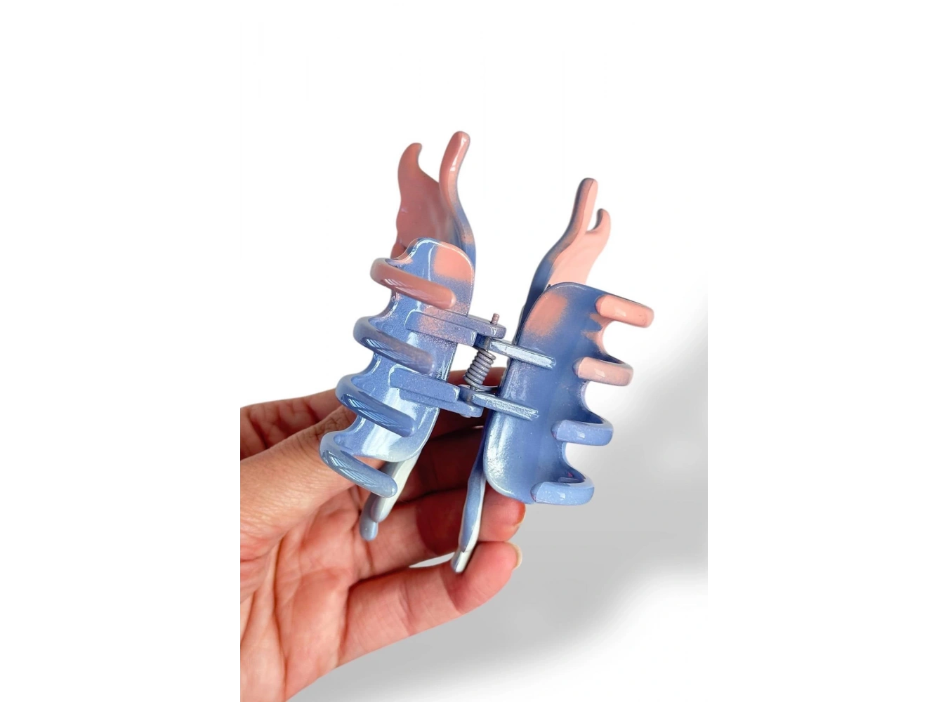 Mor Ve Pembe Renk Kelebek Figürlü Kemik Mandal Toka