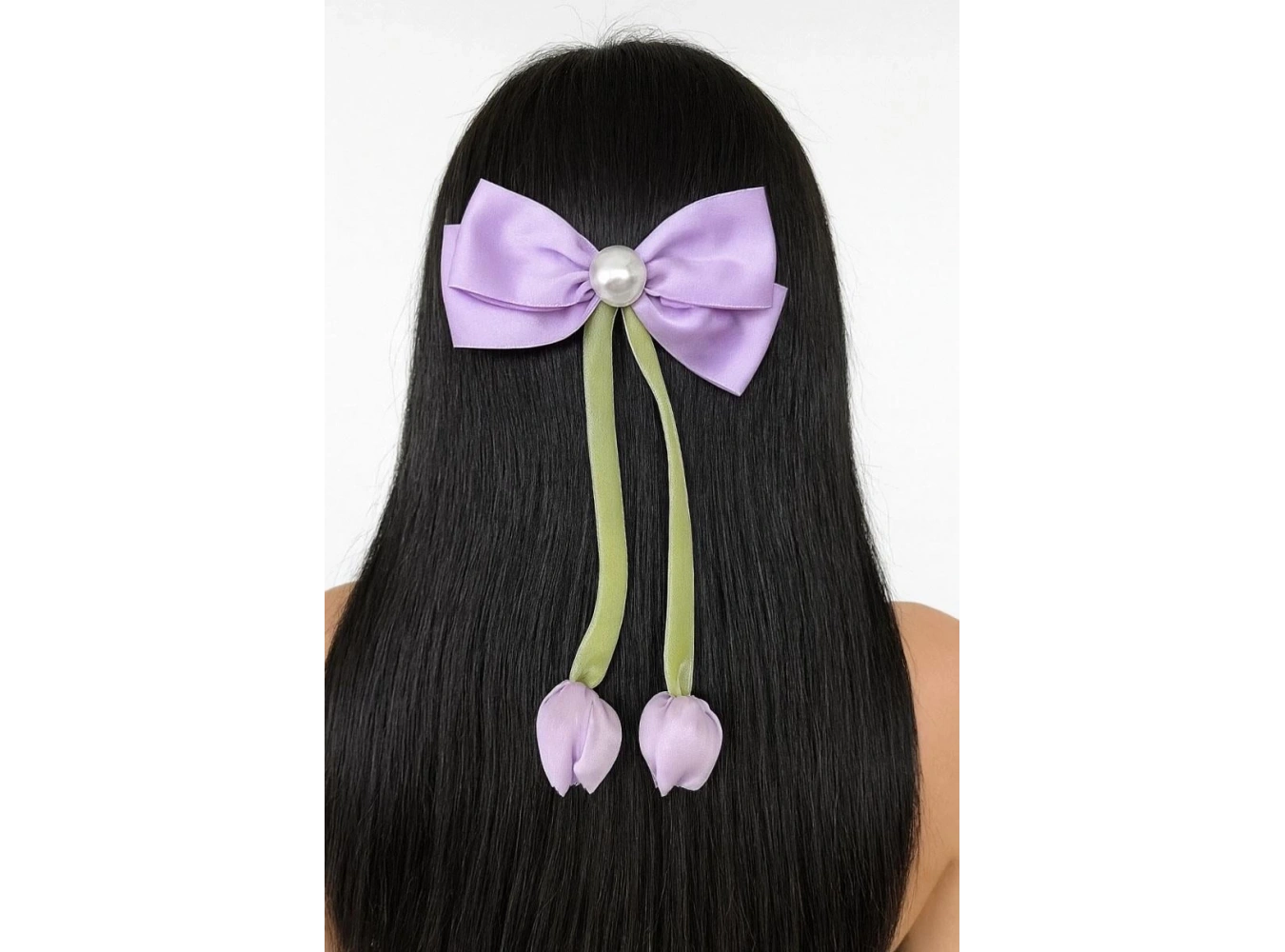 Mor Ve Yeşil Renk Karışık Figürlü İnci Detaylı Otomat Toka