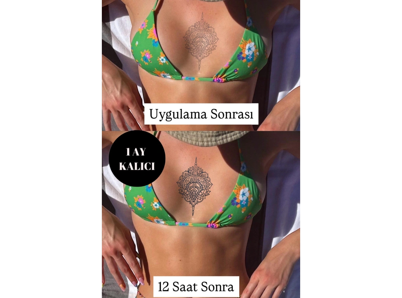 Motif Figürlü 12 Saat Sonra Kararan Geçici Dövme Tattoo