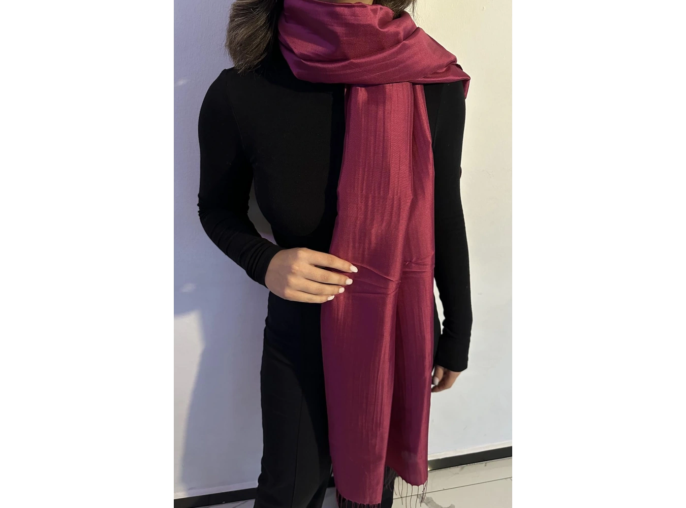 Mürdüm Renk Tafta Şal