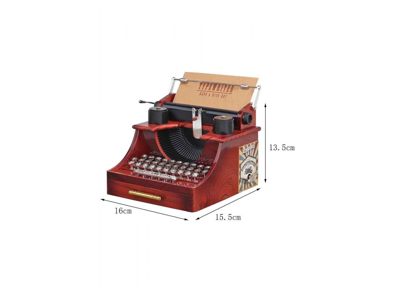 Nostaljik Tasarım Daktilo Hareketli Müzik Kutusu