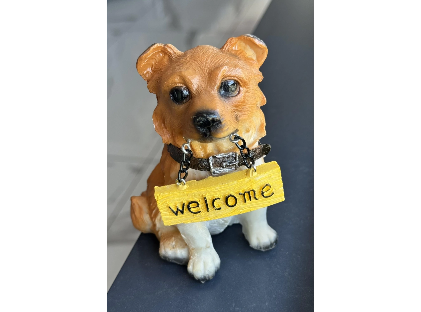 Orta Boy Süs Eşyası Köpek Figürlü Hoşgeldin Yazılı Biblo