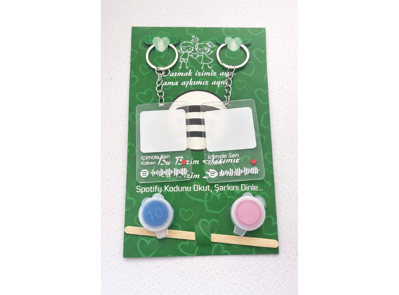 Parmak İzi Spotify Şarkılı Anahtarlık Seti