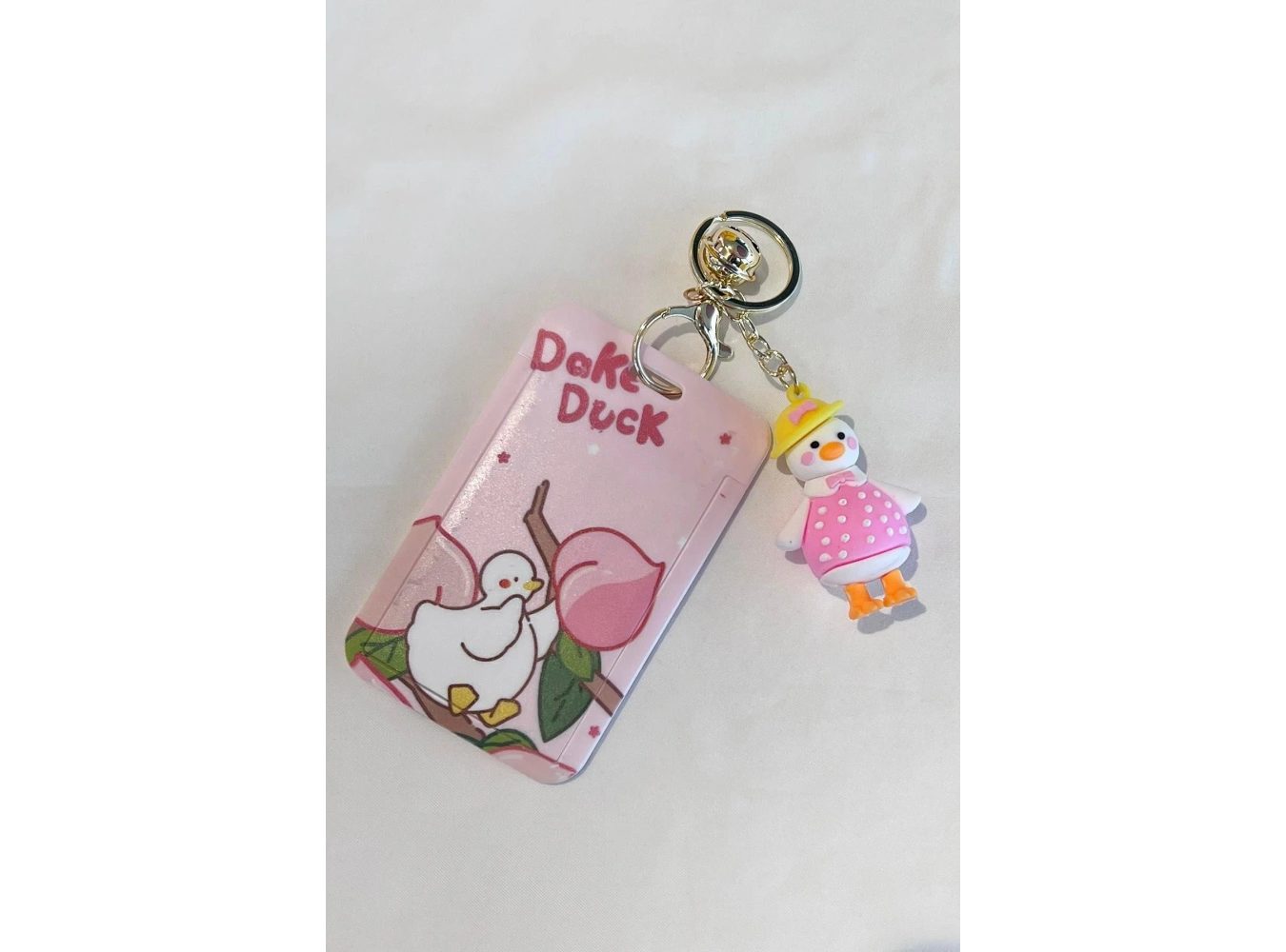 Pembe Ördek Figürlü Kartlıklı Anahtarlık