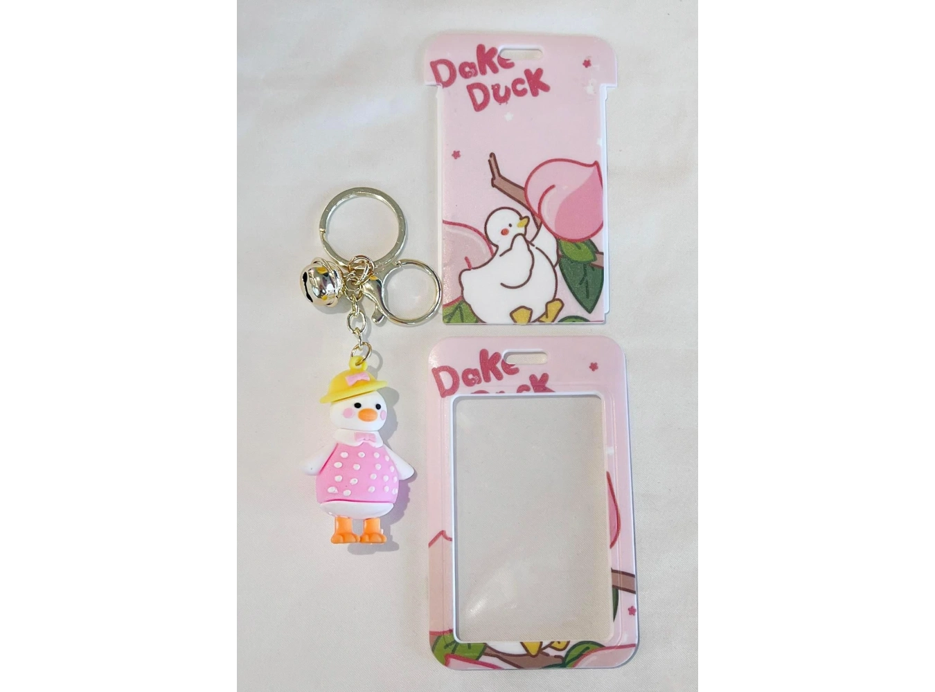 Pembe Ördek Figürlü Kartlıklı Anahtarlık
