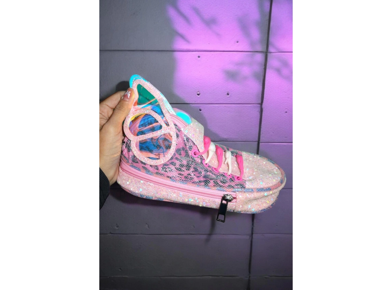 Pembe Renk Ayakkabı Görünümlü Kalem Kutu/Makyaj Çantası