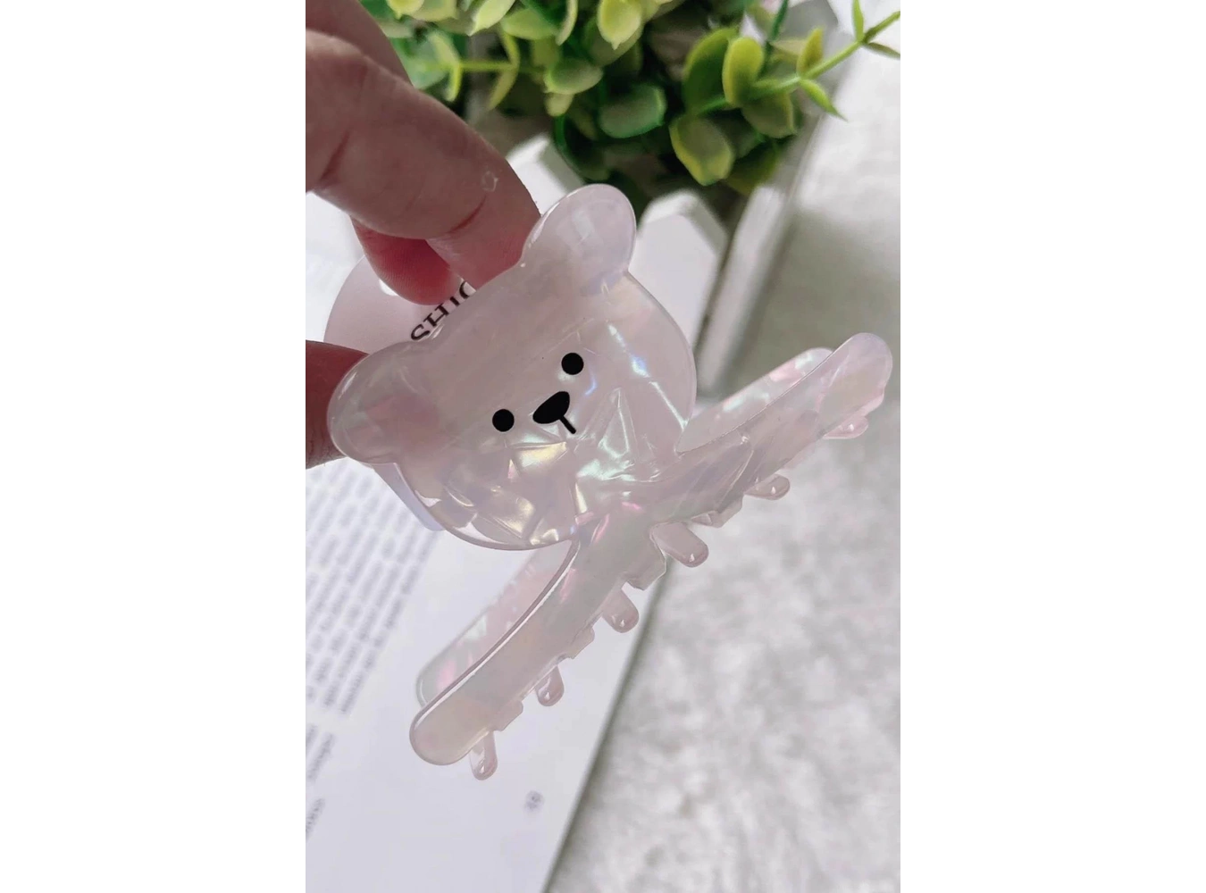 Pembe Renk Ayıcık Figürlü Kemik Mandal Toka