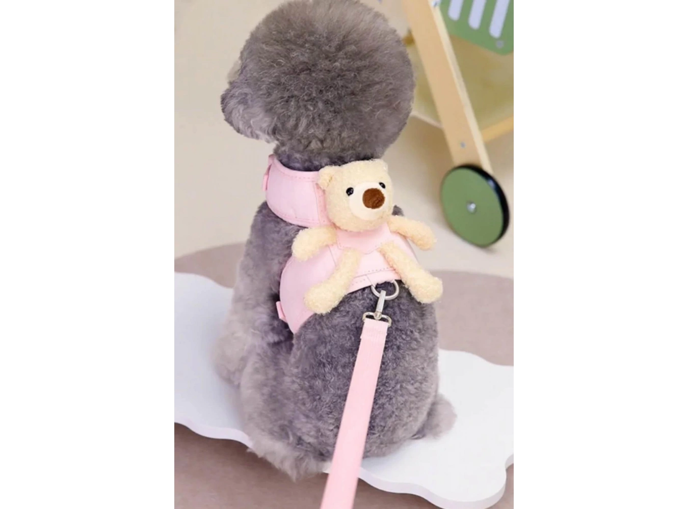 Pembe Renk Ayıcık Figürlü L Beden Göğüs Kedi/Köpek Tasma