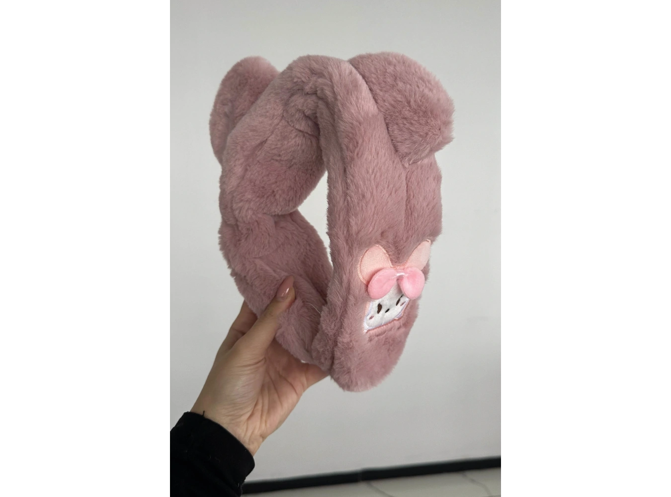 Pembe Renk Ayıcık Figürlü Peluş Çocuk Kulaklık