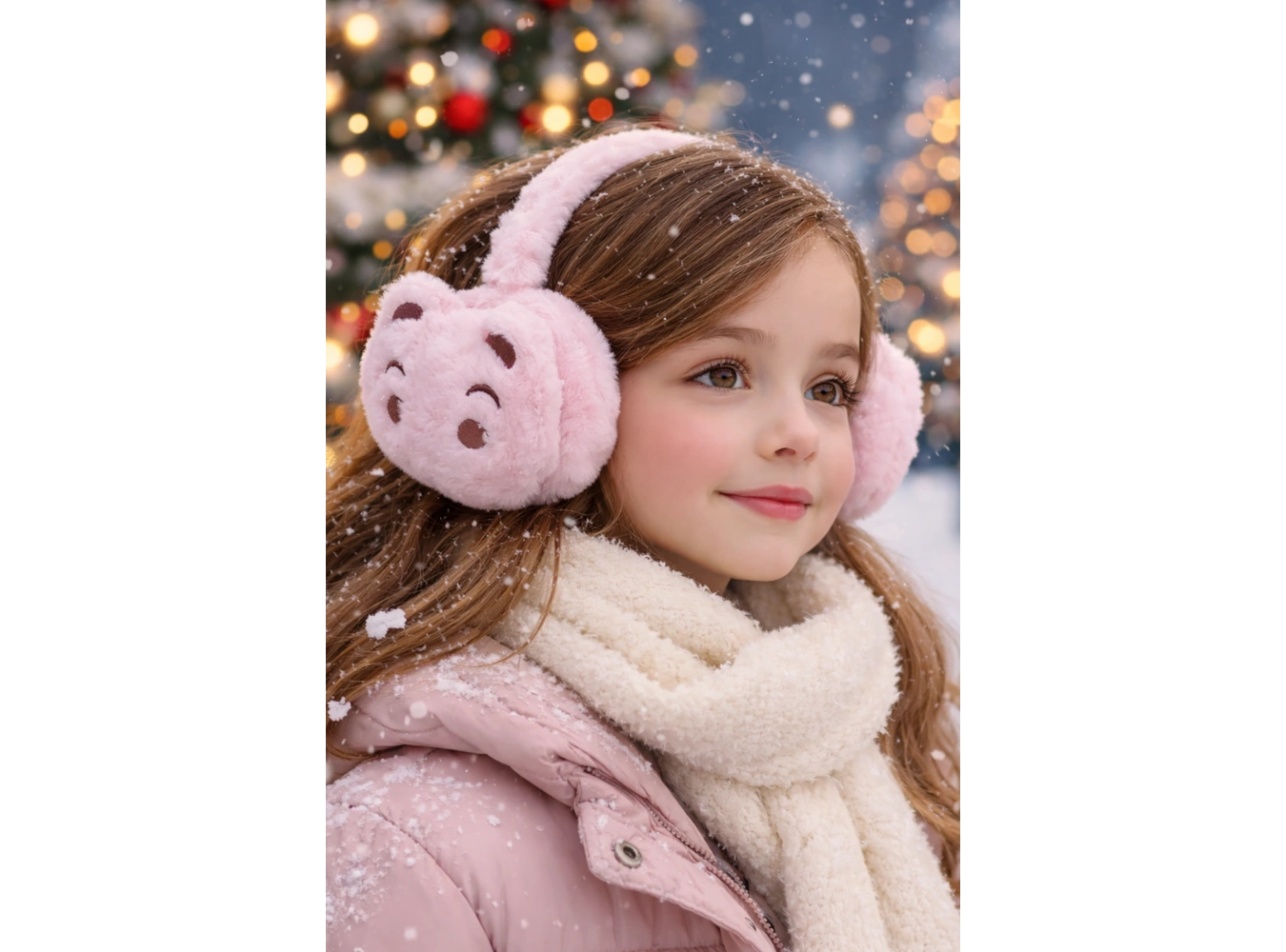 Pembe Renk Ayıcık Figürlü Peluş Kulaklık