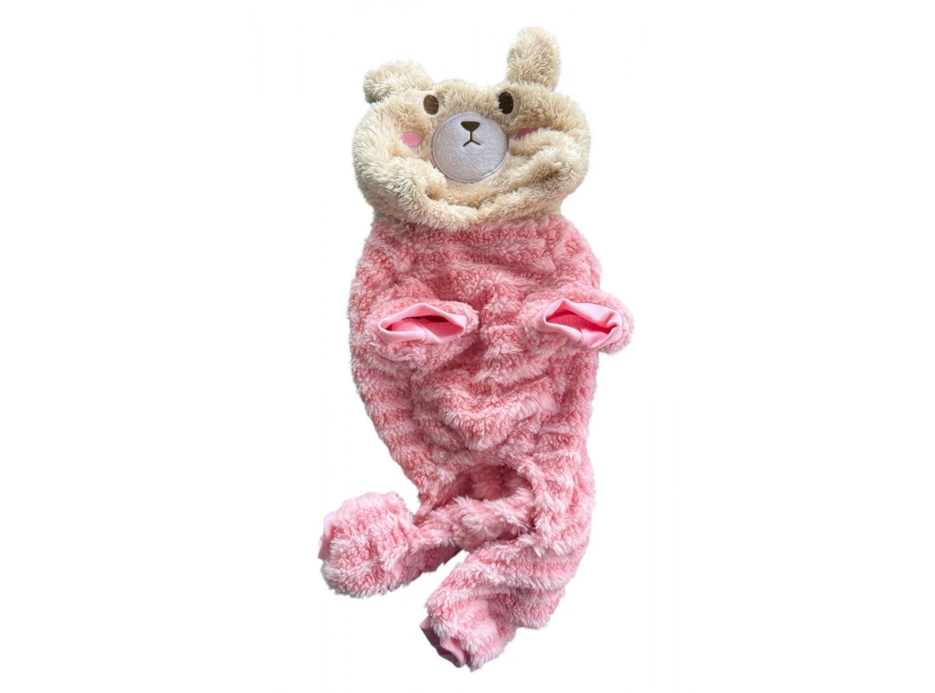 Pembe Renk Ayıcık Figürlü Peluş XL Köpek Tulum