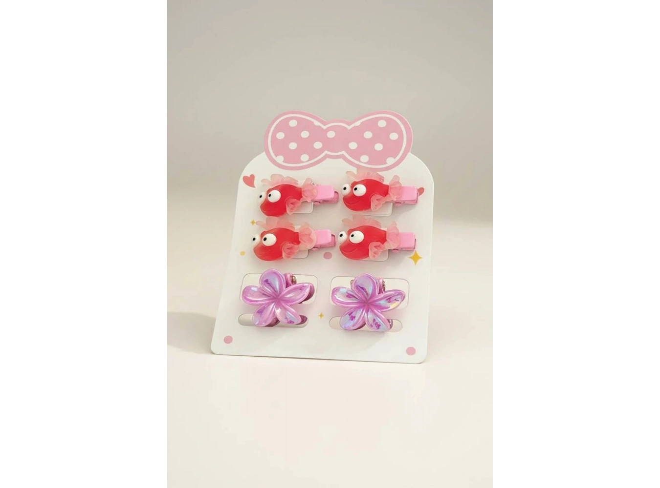 Pembe Renk Balık Ve Lotus Figürlü Mandal/Yan Toka Set