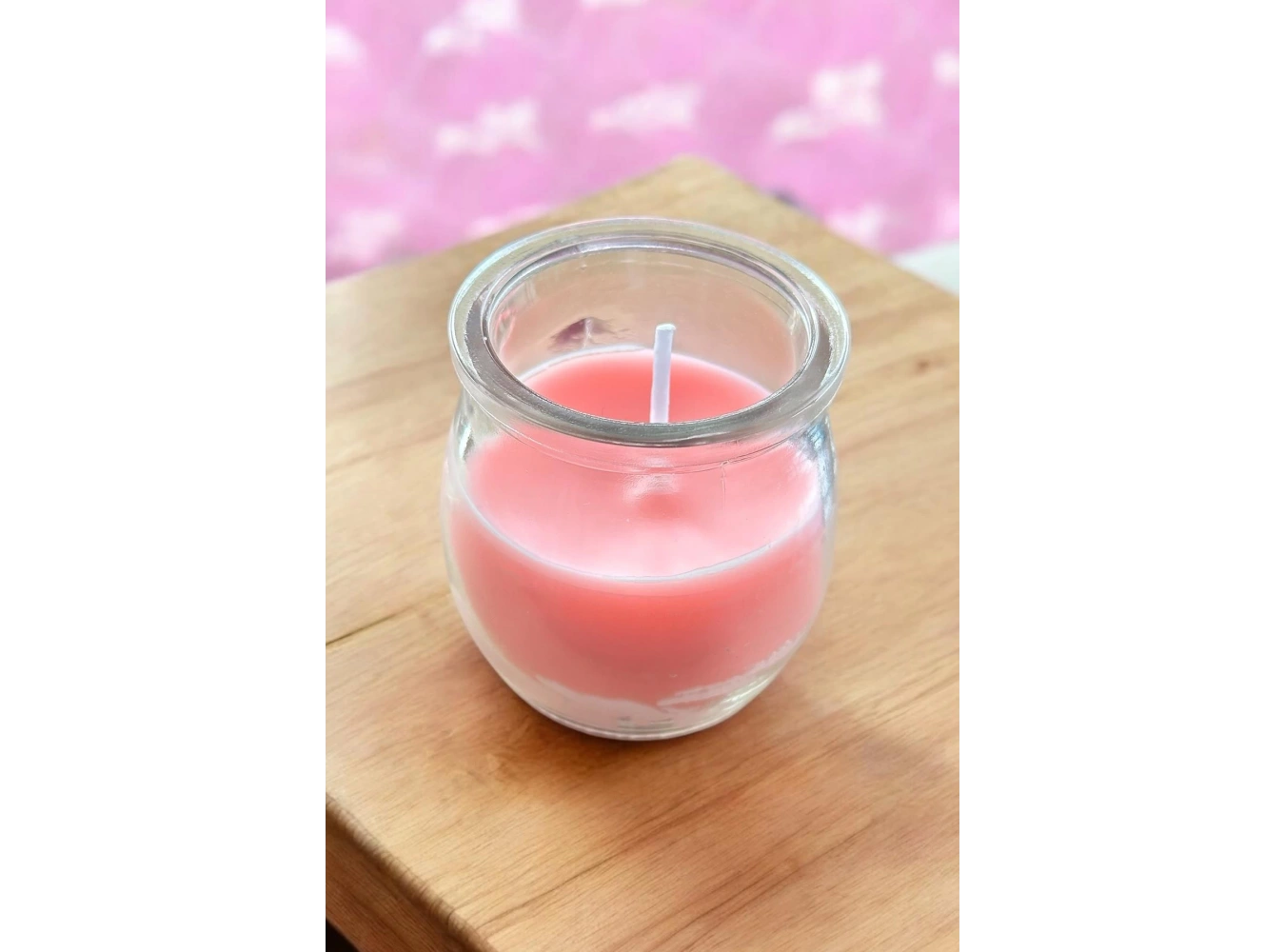 Pembe Renk Bardakta Kokulu Dekoratif Mum