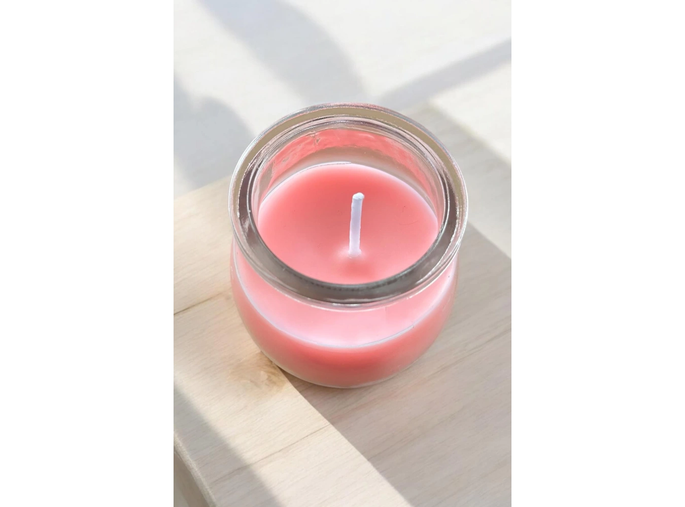 Pembe Renk Bardakta Kokulu Dekoratif Mum