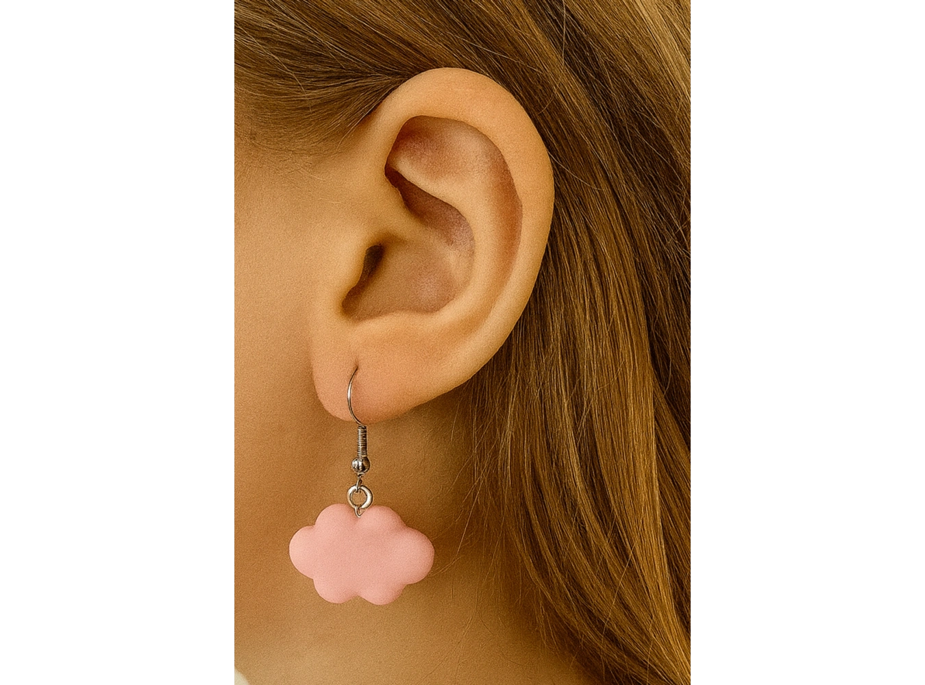 Pembe Renk Bulut Figürlü Çocuk Küpe (Çift)