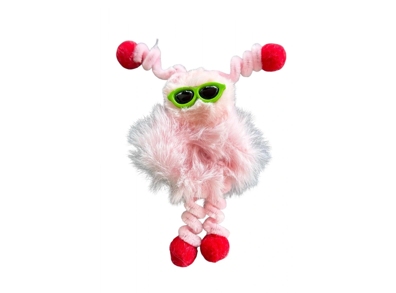 Pembe Renk Canavar Figürlü Gözlük Detaylı Peluş Simit Toka