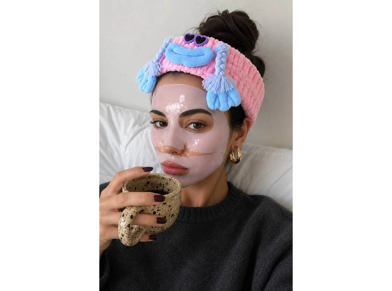 Pembe Renk Canavar Figürlü Peluş Saç Bandı