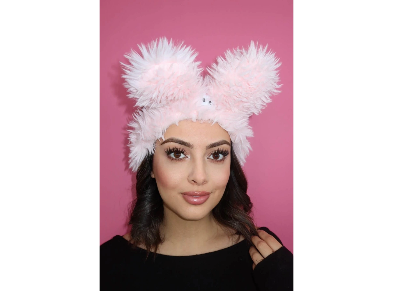 Pembe Renk Canavar Figürlü Peluş Saç Bandı